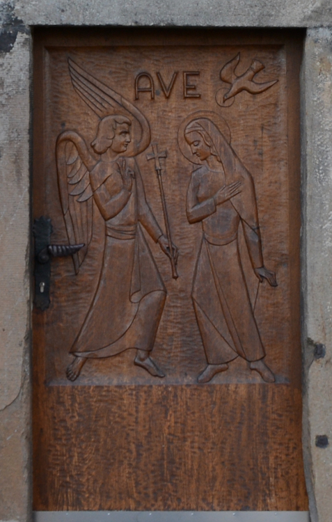 The door of the church in Essen-Stoppenberg where Lizzie was baptized.